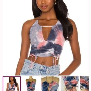 Superdown (Revolve) Chloe Tie Dye Cutout Crop Top Size L